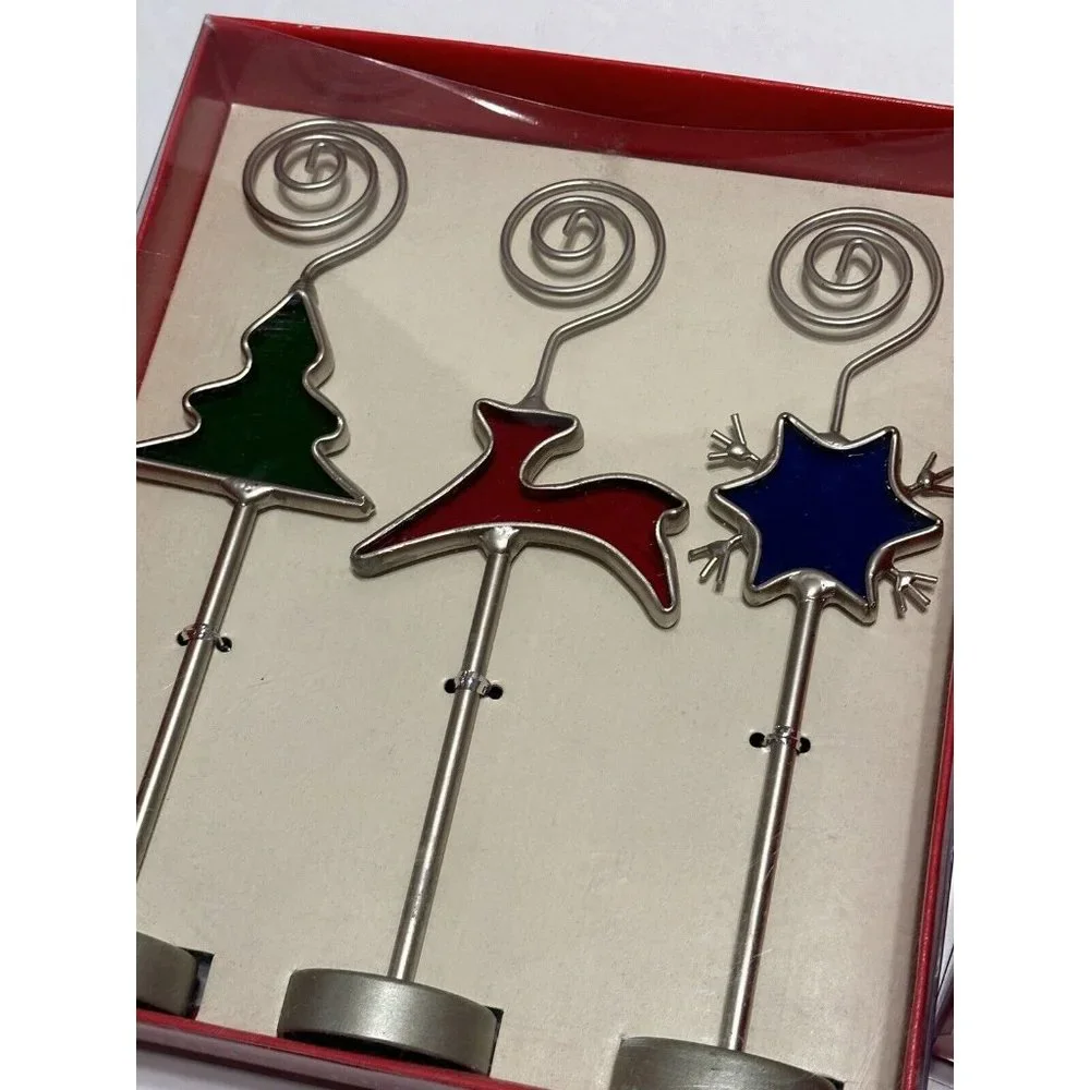 Pier 1 Imports Christmas Holiday Spiral Photo Holders Name Card Holders Party